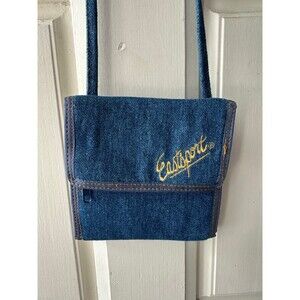 Vintage Eastsport Denim Folded Flap Hook Loop Closure Crossbody Wallet Bag
